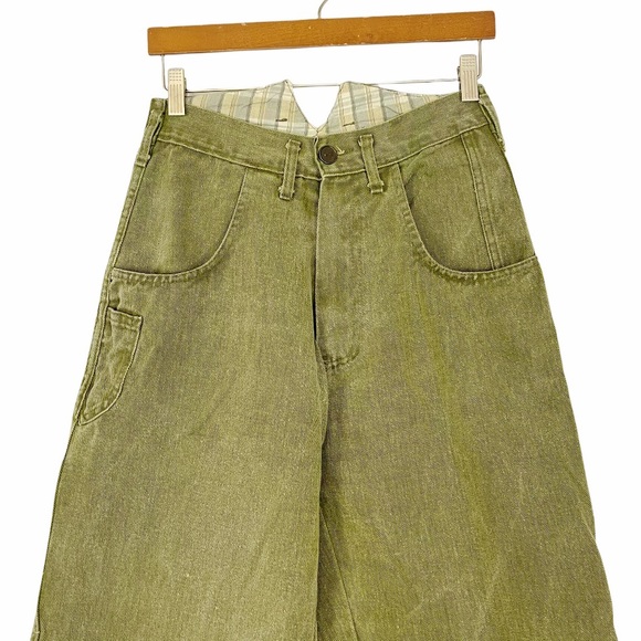 VINTAGE 80’s 90’s Donovan Light Green Ribcage High Waisted Baggy Carpenter Jeans - Picture 2 of 8